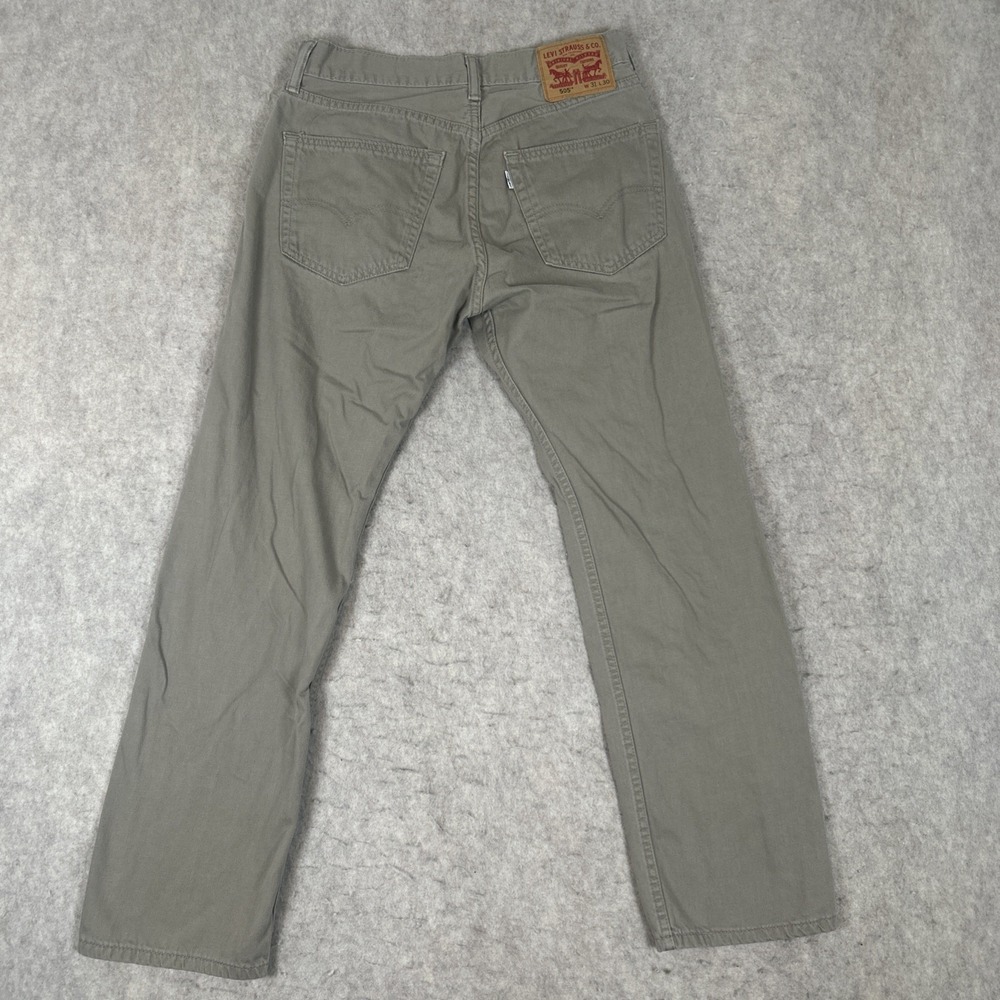 Levis 505 Jeans Mens 31x30 Tan Khaki Denim White Tab Straight Leg Regular Fit - Picture 9 of 10